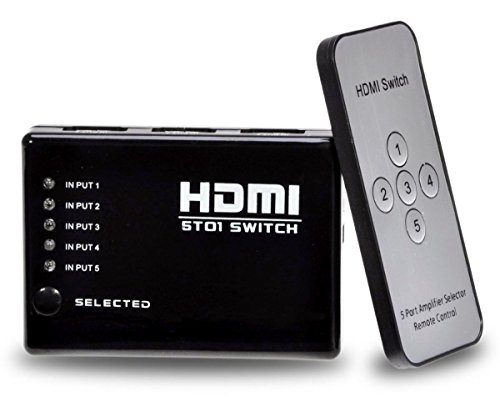 Switch HDMI 5 Portas com Controle Remoto