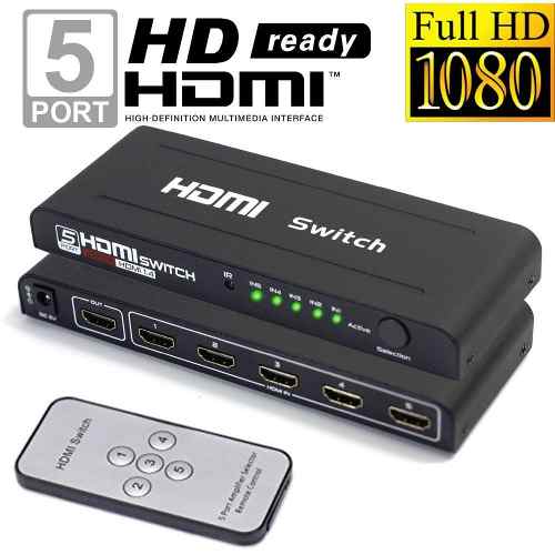 Switch HDMI 5x1 1080p com Controle Remoto