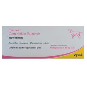 Synulox Antibiótico 250 Mg Caixa com 10 Comprimidos Palatáveis