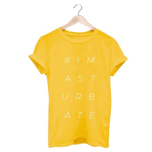 T-shirt #imasturbate - Amarela / M / Branco