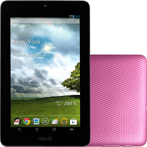 Tablet Asus MeMO Pad ME172V-1G124A com Android 4.1 Wi-Fi Tela 7'' Touchscreen Rosa e 8GB Memória Interna