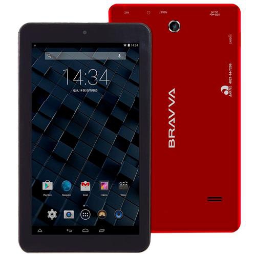 Tablet Bravva BV-Quad 8GB Wi-Fi Tela 7" Android 5.0 Processador Quad Core 1.3GHz Vermelho - Bravva