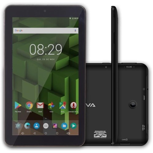Tablet Bravva Quad Plus 7, 8Gb, Wi-Fi, Android 7.1.1 Nougat, Quad Core 1.2Ghz 64 Bits, Preto