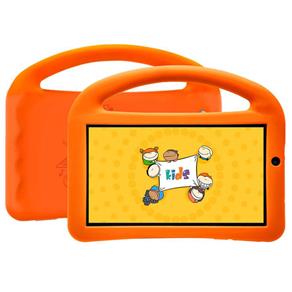 Tablet DL Creative Kids Branco com Tela de 7", 8GB, Câmera, Wi-Fi, Android 7.0, Processador Quad Core de 1.3 Ghz e Capa Protetora Laranja