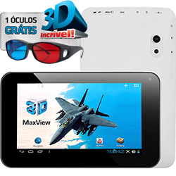 Tablet DL 3D Max View com Android 4.0 Wi-Fi e 3G Tela 7'' Touchscreen Branco e Memória Interna 8GB