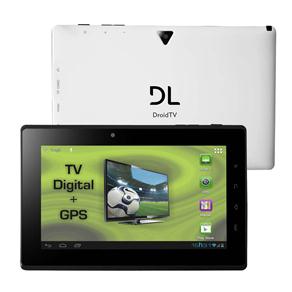 Tablet DL DroidTV DR-T71 com TV Digital Tela 7", 4GB, Wi-Fi, Câmera 2MP, Saída HDMI, Porta USB, Suporte à Modem 3G e Android 4.0 – Branco