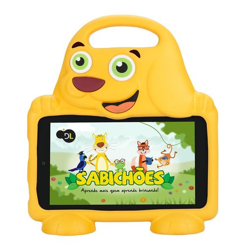 Tablet DL Drop Kids Plus, Tela 7, 8GB, Câmera, Capa em Formato de Cachorro, Quad Core de 1.2 GHz