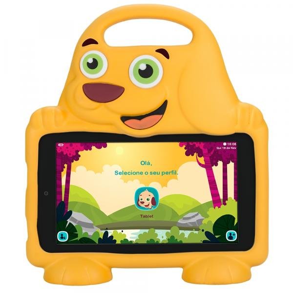 Tablet DL Drop Kids Plus, Tela de 7, 8GB, Câmera, Android 5.1, Intel Quad Core e Capa de Cachorro