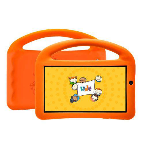Tablet DL Futura Kids,Tela de 7, 8GB, Wi-Fi, Android 7.1, Quad Core 1.2Ghz + Capa com Alça Laranja