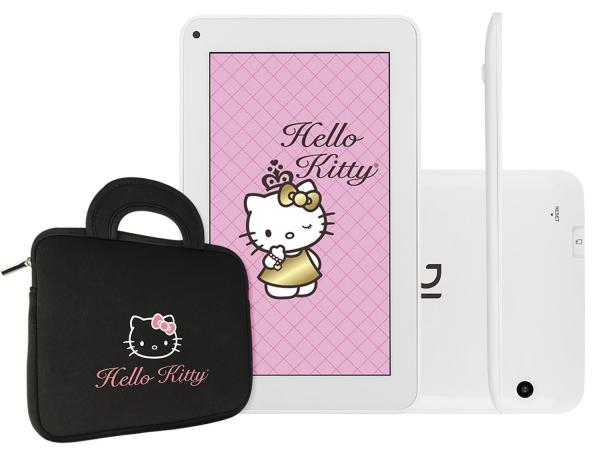 Tablet DL Hello Kitty Tab 4GB Tela 7” Wi-Fi - Android 4.4 Proc. Cortex A9 Câm. 2MP com Bolsa