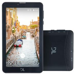 Tablet DL Mobi Tab Preto com Tela de 7", 8GB, Dual Chip, Função Smartphone, Câmera, 3G, Wi-Fi, Android 7.0, Processador Quad Core de 1.3 Ghz