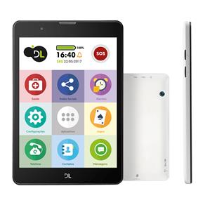 Tablet DL TabFácil TX385 Branco com Tela de 7.85", 8GB, Câmera 2MP, Wi-Fi, 3G, Bluetooth, Android 7.0 e Processador Quad Core