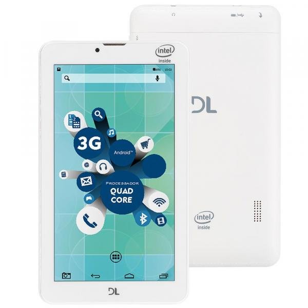 Tablet DL Tec Phone, Tela 7”, 3G, Dual Chip, 8GB, Função Smartphone, Android 5, Quad Core de 1.2 GHz