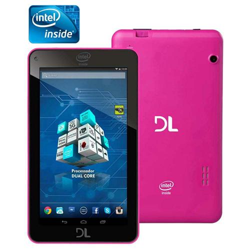 Tablet DL X-Pro Dual Pink com Tela 7”, 8GB, Wi-Fi, Duas câmeras Digitais Integradas, Android 4.4 e Processador Intel® Dual Core de 1.2GHz