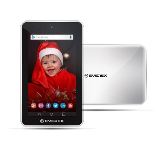 Tablet Everex Tela 7" Wifi Quad-core 1gb 8gb Android Go 8.1 Fone Micro Sd Câmera 2.0mp Usb Branco