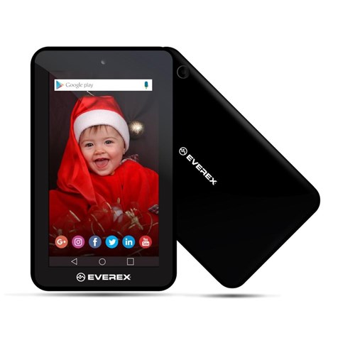 Tablet Everex Tela 7' Wifi Quad-Core 1Gb 8Gb Android Go 8.1 Fone Micro Sd Câmera 2.0Mp Usb Preto