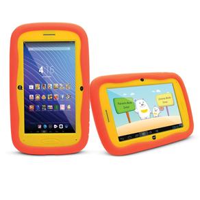 Tablet Kids Dazz DZ-6968 Amarelo com Tela 7", Suporte à Modem 3G, Wi-Fi, Android 4.1, Câmera VGA, Processador de 1.0 GHz e Capa Protetora Laranja