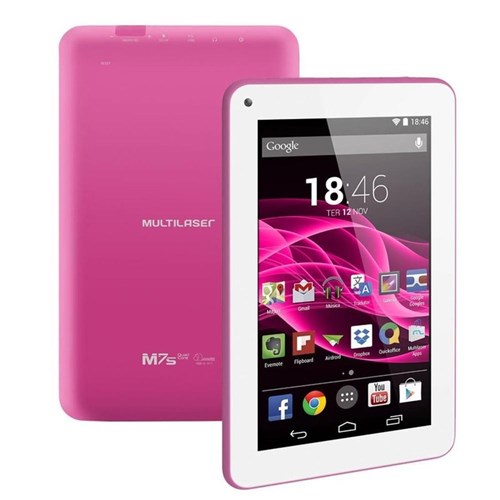 Tablet M7s Rosa Quad Core Android 4.4 Kit Kat Dual Câmera Wi-Fi Tela Capacitiva 7 Memória 8gb - Nb1