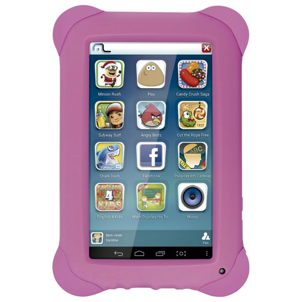 Tablet Multilaser Kid Pad Rosa Quad Core Dual Camera Wi-Fi Tela Capacitiva 7 Memória 8GB - NB195