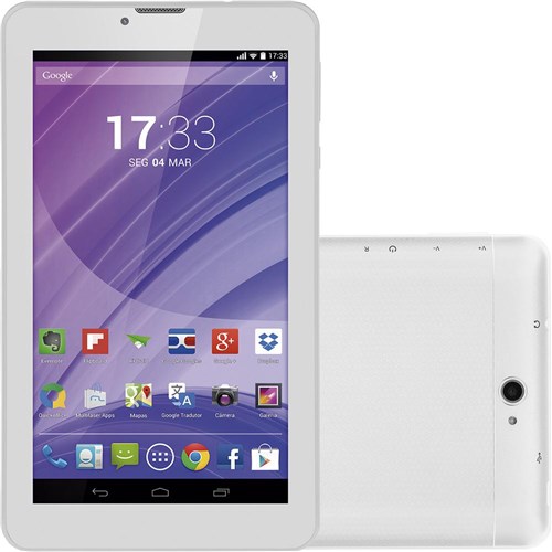 Tablet Multilaser M7 8MB Bluetooth + 3G Tela 7" Android 4.4 Quad Core - Branco