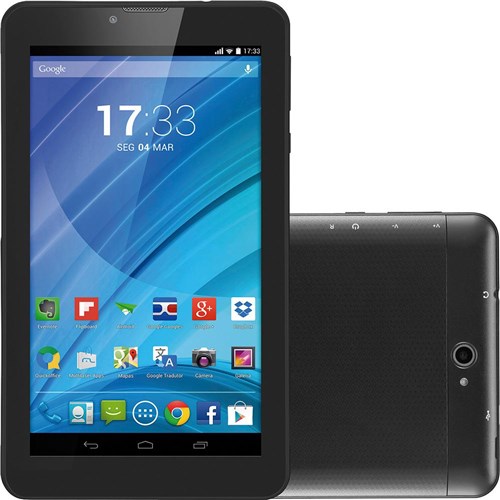 Tablet Multilaser M7 8MB Bluetooth + 3G Tela 7" Android 4.4 Quad Core - Preto
