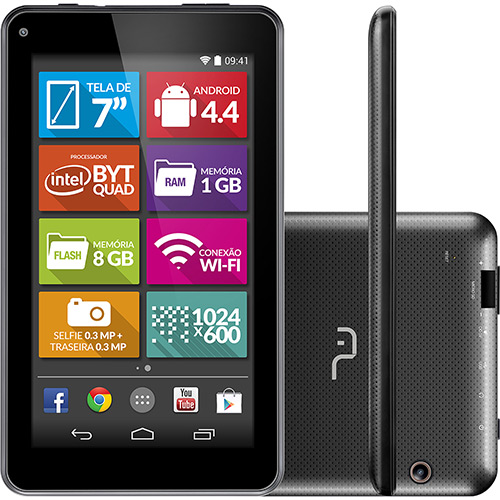 Tablet Multilaser M7-i NB190 8GB 3G Wi-FI Tela 7" Android 4.4 Quad Core - Preto