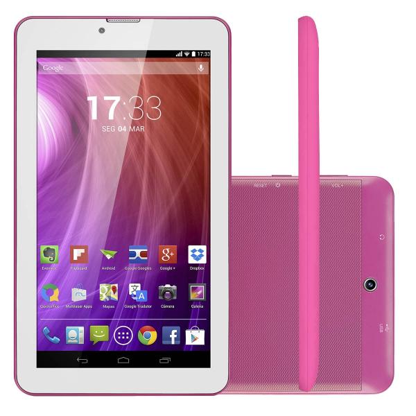 Tablet Multilaser M7 NB164 Android 4.4 8GB 3G WiFi Rosa Dual