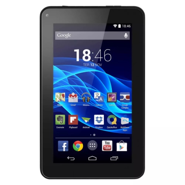 Tablet Multilaser M7S Plus Preto Quad Core 1GB RAM Android 7 Dual Câm 1.3/2MP Tela 7'' 8Gb NB273