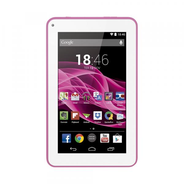 Tablet Multilaser M7S Rosa Quad Core Android 4.4 Kit Kat Dual Câmera Wi-Fi Tela Capacitiva 7" Memória 8GB - NB186