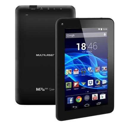 Tablet Multilaser M7s - Tela 7, Android 4.4, Quad Core 1.2GHz, Câmera, 8GB, 3G , Wi-Fi,Preto - NB184
