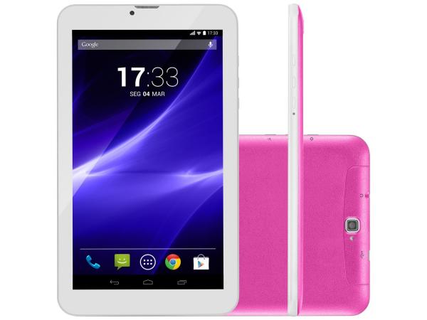 Tablet Multilaser M7S 7" Android 4.4 Kit Kat 8GB Wi-Fi 3G Rosa Quad Core