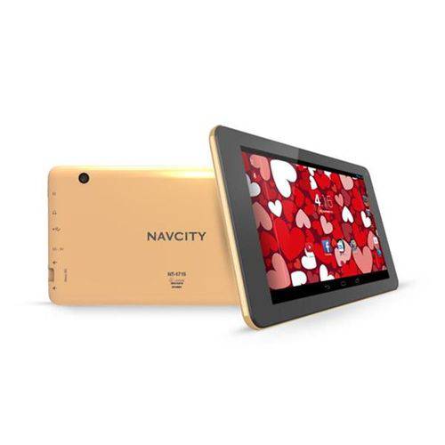 Tablet Navcity 7", Dual Core, Android 4.2, Wi-Fi, 512MB de Memória, Dourado - NT1715