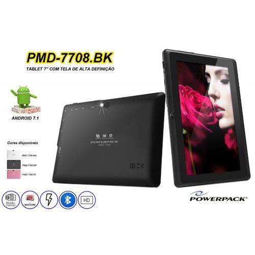 Tablet Powerpack PMD 7708 BK (Preto) / Tela de 7’’/ 8Gb de Memória / Câmera 0.3