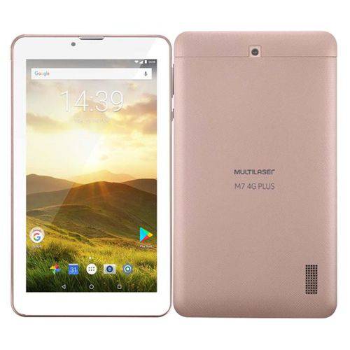 Tudo sobre 'Tablet Rosa Ouro com Case com Teclado 7 Polegadas Função Celular 4g, Wifi, Bluetooth, Dual Chip, Homologado Anatel, Multilaser, Android 8.1 Oreo Go'