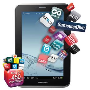 Tablet Samsung Galaxy Tab 2 7.0 P3110 com Tela 7,0”, 8GB, Processador Dual Core 1.0 GHz, Câmera 3.2MP, Wi-Fi, GPS, Bluetooth e Android 4.0