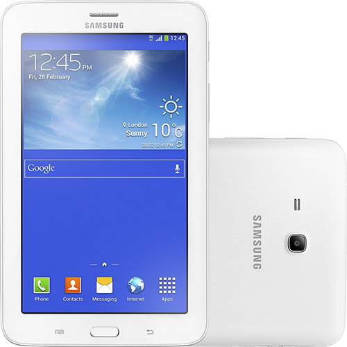 Tablet Samsung Galaxy Tab 3 Lite T111M 8GB Wi-fi + 3G Tela TFT HD 7" Android 4.2 Processador Dual-core 1.2 GHz - Branco