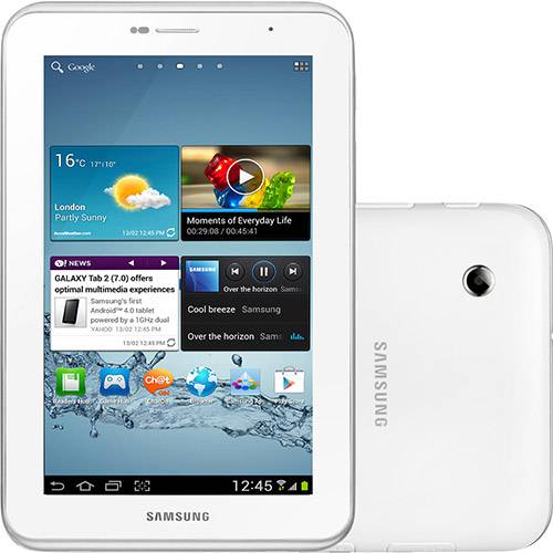 Tablet Samsung Galaxy Tab 2 P3110 com Android 4.0 Wi-Fi Tela 7.0" Touchscreen Branco e Memória Interna 8GB