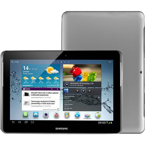 Tablet Samsung Galaxy Tab 2 P5110 com Android 4.0 Wi-Fi Tela 10.1'' Touchscreen Prata e Memória Interna 16GB