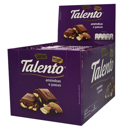 Tablete Chocolate Amêndoas e Passas 12x90G - Garoto