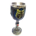 Taça / Cálice Medieval Resina e Aço - Lobo