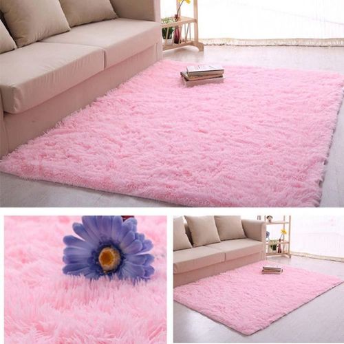 Tapete 1,40m X0,90 Peludo Shaggy Luxo Rosa Bebê para Decoração Sala ou Quarto Menina Mulher