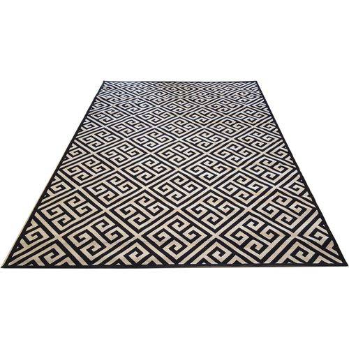 Tapete Belga Fino Venus 5521 Geometrico Preto Prata 1x1.4m