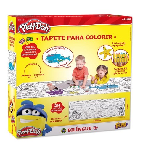 Tapete Bilíngue com Apagador para Colorir - Play-Doh - Fun