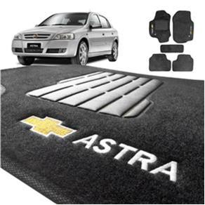 Tapete Carpete Astra 2003 2004 2005 2006 2007 2008 2009 2010 2011 Logo Bordado 2 Lados Dianteiro - Preto