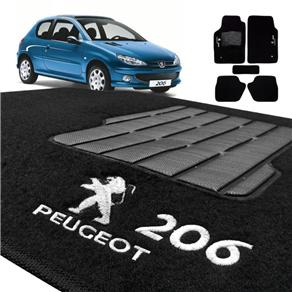 Tapete Carpete Peugeot 206 Preto com Trava Segurança