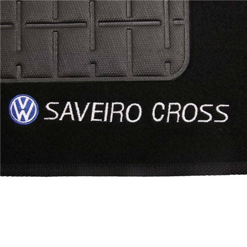 Tapete Carpete Saveiro Cross G6 Preto 2014 Logo Bordado 2 Lados Dianteiro
