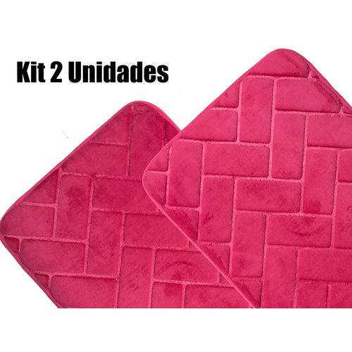 Tapete de Banheiro Soft Memory Foam 40 X 60 Cm Pink Kit 2 Unidades