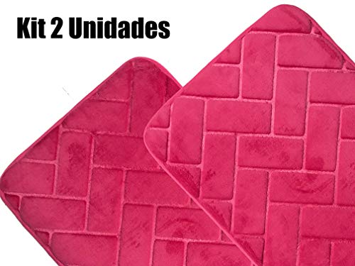 Tapete de Banheiro Soft Memory Foam 40 X 60 Cm Pink Kit 2 Unidades