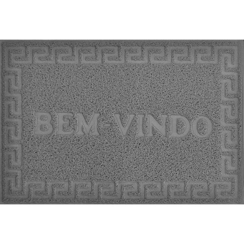 TAPETE DE PORTA VINYL BEM VINDO 0,60 X 0,90 - NIAZITEX - Cinza