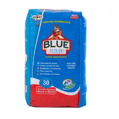 Tapete Higiênico Cachorro Pet Blue Premium 82cm X 60cm com 30 Unidades